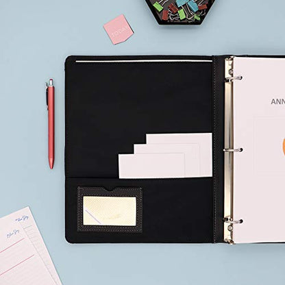 Blue Sky ProView Legacy Black 3 Ring Binder, Letter Size, 1", Textured Faux Leather Cover, Built-in Pockets, Holds 175 Sheets, 6-Pack (10504-C) - size: 1", style: 6 Binders