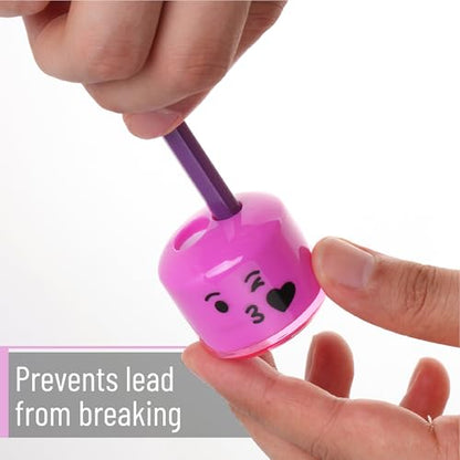 Mr. Pen- Pencil Sharpeners Manual, 12 Pack, Dual Hole, Smiley | Bulk Handheld Pencil Sharpener, Compatible with Standard and Jumbo Pencils, Snap-on Lid, Stainless Steel Blade - size: 12 Pack