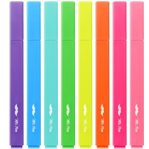 Mr. Pen- Aesthetic Highlighters No Bleed, 8 Pack, Assorted Colors | Chisel Tip, Cute Highlighters Assorted Colors for Journaling, Highlighting, Underlining, Fast Dry, Back to School Supplies - color: Vibrant Colors, size: 8 Pack