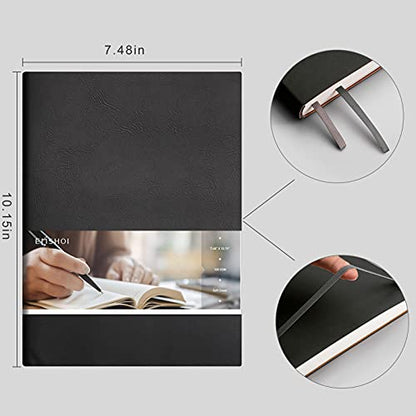 EMSHOI Dotted Journal Notebook, 192 Numbered Pages, B5 Size (7.5'' x 10'') | 100 GSM Thick Paper, Leather Softcover, Dot Grid, for Journaling, Planning, Tracking & Sketching (Black) - color: Black, style: Dotted