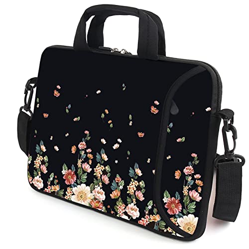 13.3" Laptop Bag Adjustable Shoulder Strap with Handle Accessory Pocket fits 11.6" 12" 12.1" 13" 13.3" Laptops (Flowers) - color: Flowers