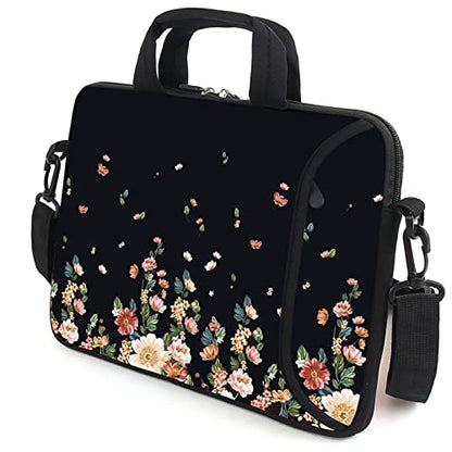 13.3" Laptop Bag Adjustable Shoulder Strap with Handle Accessory Pocket fits 11.6" 12" 12.1" 13" 13.3" Laptops (Flowers) - color: Flowers