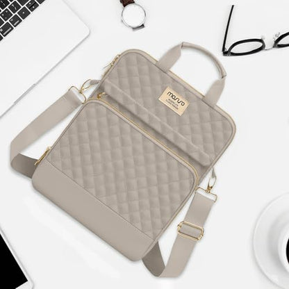 MOSISO 12.9 inch Tablet Sleeve Bag for iPad Pro 13 M4&iPad Air 13 M3 M2,iPad Pro 12.9 M2 M1 6/5,Surface Laptop Go 12.4,Galaxy Tab S8+/S9+ 12.4,Square Quilted Carrying Case with 2 Pockets, Taupe Brown - color: Taupe Brown, size: 12.9 inch