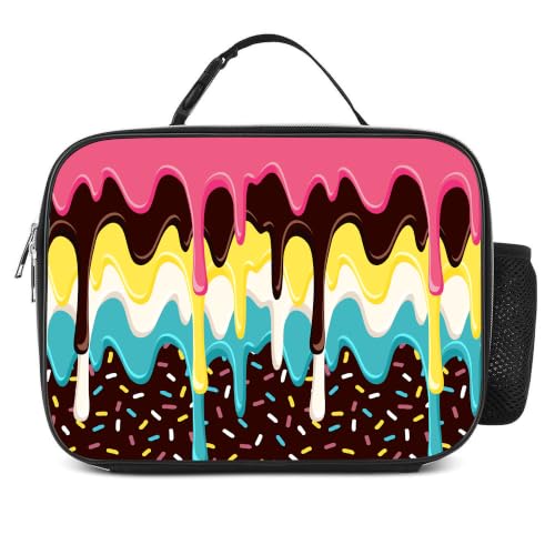 Donut Ice Cream Lunch Box Insulated Reusable Lunch Bag Tote Cooler for Women Men Boy Girl School Work Office Picnic - color: Donut