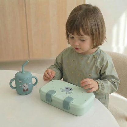 Kids Bento Explorer Lunch Box, 3 No-Mix Compartments, Microwave & Dishwasher Safe, Lightweight with Removable Tray, for Daycare, Preschool, School (Green Light Mint ClevaInk Friend) - color: Green Light Mint ClevaInk Friend