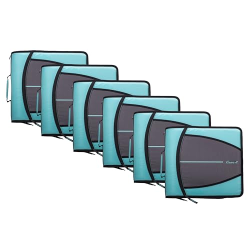 Case-it Mighty Zip Tab School Zipper Binder | 3-Inch O-Rings, 600-Sheet Capacity, 5-Subject Expanding File Folder, Multiple Pockets & Storage Organizer, Shoulder Strap | D-146 Spearmint | 6 Pack - color: C Spearmint Blue, size: 6 Pack