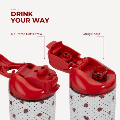 HydroJug Ease2o 14oz Kids Water Bottle with Straw & Chug Lid, Ladybyg - color: Ladybug