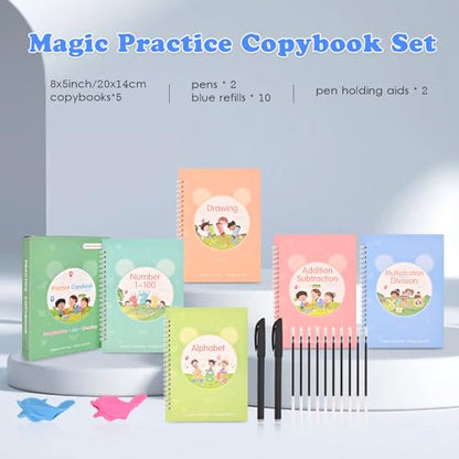 Reusable Magic Grooved Practice Copybook, Tracing Books for Kids Ages 3-5 | Preschool Workbook, Magic Book - size: 5.5inx7.9in