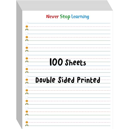 100 Sheets Ruled Writing Paper, Double-Sided Printing Skip-A-Line Ruled Writing Paper with Dotted Lines 1” Line Spacing Handwriting Practice Paper for Kindergarten Toddlers Kids (8” x 10.6”) - size: 8” x 10.6” 100 Sheets, style: Writing Paper（vertical ver