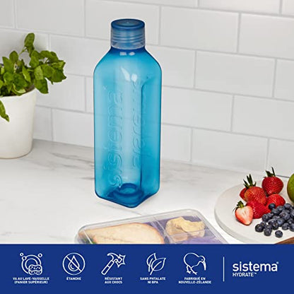 Sistema Square Water Bottle, 1 L - Assorted Colours - size: 33.8 Ounces