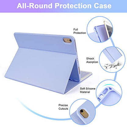 SOPPY Bluetooth Keyboard Case with Mouse for iPad 9th Gen 2021, 8th Gen 2020, 7th Gen 2019 10.2", Air 3 & Pro 10.5", Detachable Wireless Keyboard, Slim Protective Cover, Rechargeable, Purple - color: Purple, size: 10.2 & 10.5 inch