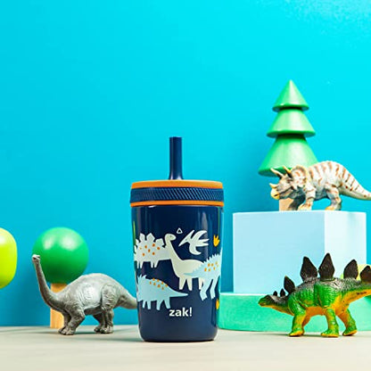 Zak Designs Kelso Toddler Cups For Travel or At Home, 12oz Vacuum Insulated Stainless Steel Sippy Cup With Leak-Proof Design is Perfect For Kids (Zaksaurus) - color: Dinosaur