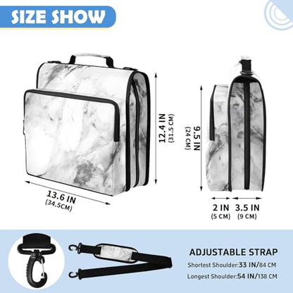 3 Ring Binder Zipper Binders Black-White Marble Pattern Expanding File Folder Multiple Pockets & Storage Organizer