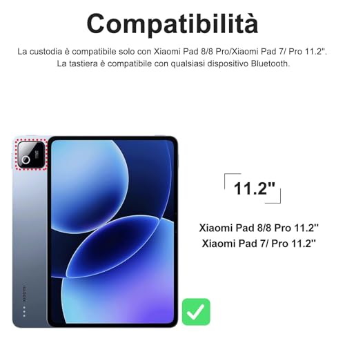 IVEOPPE Keyboard Case for Xiaomi Pad 8/8 Pro/Pad 7/7 Pro 11.2 Inch | Magnetic Detachable Bluetooth Connection,Pencil Holder,Stain-Resistant Full Protective Cover, Rechargeable, Blue - color: Sky Blue(Non-Backlit Keyboard)