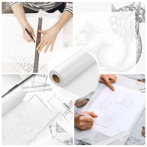 Tracing Paper Roll 17in x 50yd, White Trace Paper Pattern Paper Translucent Tracing Paper for Sewing, Drawing, Sketching, Gift Wrapping - size: 17in x 50yd