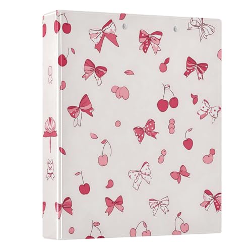 3 Ring Binder Bows and Cherries 1.5 inch Binders Three Ring Binders with Clipboard Hold 200 Sheets for Office Supplies - color: Bows and Cherries