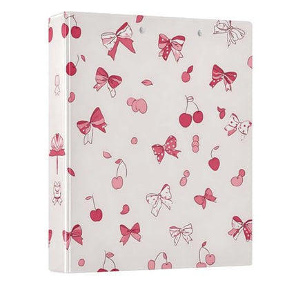 3 Ring Binder Bows and Cherries 1.5 inch Binders Three Ring Binders with Clipboard Hold 200 Sheets for Office Supplies - color: Bows and Cherries