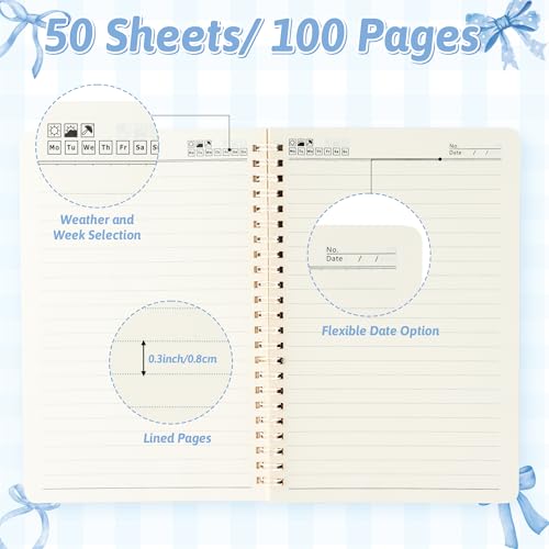 Xqumoi 2 Pack A5 Blue Bow Coquette Religious Spiral Notebooks - Motivational Bible Verses Writing Notebooks, Ruled Lined Journal, Christian Christmas Gift, Sunday School Supplies - style: L-Blue Bow Religious