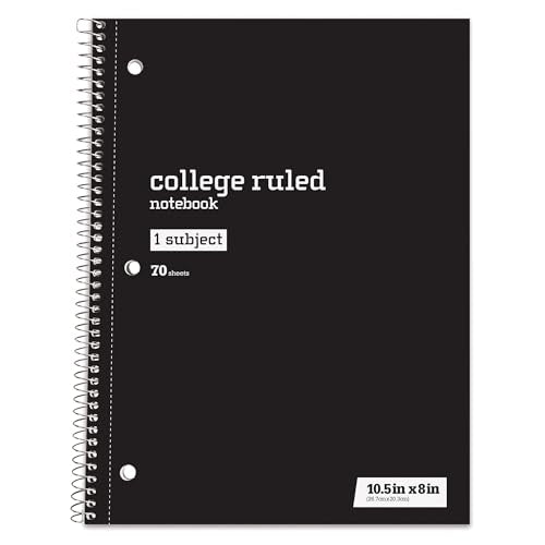 Just Basics® Wirebound Notebook, 8" x 10-1/2", College Ruled, 70 Sheets, Assorted Colors, Pack Of 6