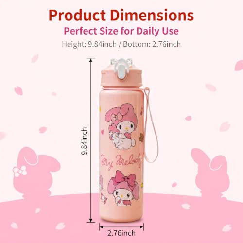 Cartoon Huntrix Water Bottle for Girls, 25oz Leak Proof with Straw Lid, Gifts for Girls (Melody) - color: Melody
