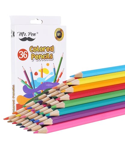 Mr. Pen- Colored Pencils for Kids, 36 Pack, Soft Core Pre-Sharpened | Color Pencils Bulk for Adult Coloring Book, Drawing, Sketching, Teacher Supplies, Classroom Prizes, Kids Party Favors - size: 1 Set, style: Hexagonal Barrel
