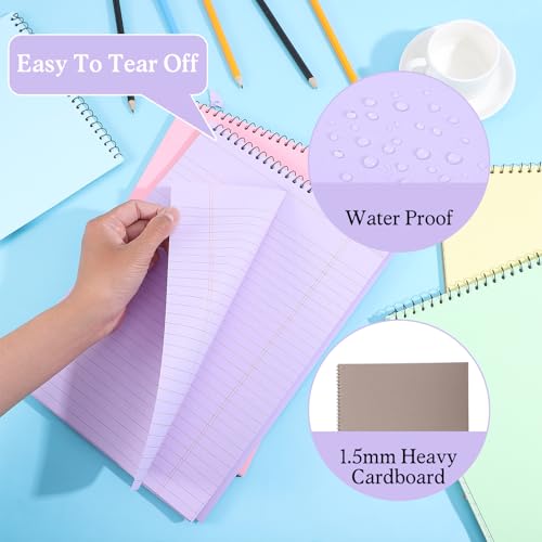 Leooomap 5-Pack Pastel Top Spiral Notebooks, 8.5" x 11" College Ruled Aesthetic Legal Pads, 30 Sheets Each, Easy-Tear Perforated Pages for School, Office, Journaling & Note-Taking Supplies
