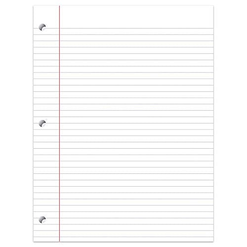 Office Depot® Brand Notebook Filler Paper, College Ruled, 8" x 10 1/2", White, Pack Of 500 Sheets