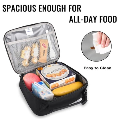 Genteen Lunch Box Kids, Insulated Lunch Bag Kids Boys Girls Back to School, Soft Lunch Box for Men Reusable Lunchbox for Office,Outdoor,School (Black) - color: Black