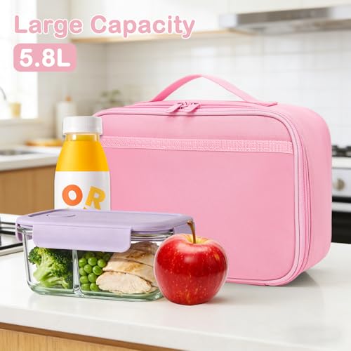 FlowFly Kids Lunch box Insulated Soft Bag Mini Cooler Back to School Thermal Meal Tote Kit for Girls, Boys, Pink - color: Pink Camo