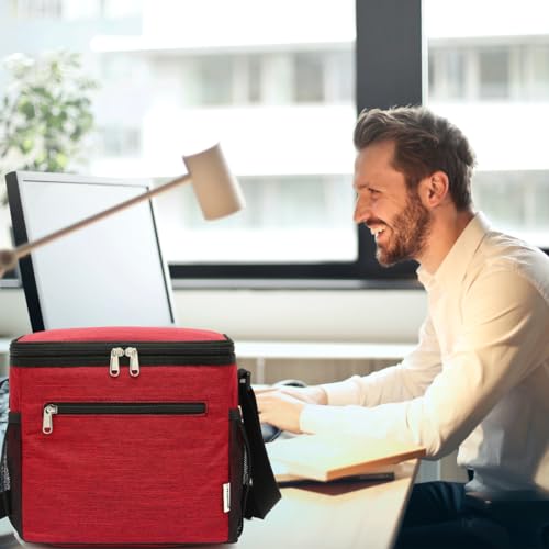 GYEUKHAM Insulated Lunch Bag for Adult/Women/Men, Reusable Large Lunch Box Cooler Soft Leakproof Tote, Thermal Meal Prep Lunch Pail with Adjustable Shoulder Strap for Picnic/School/Travel/Office,Red - color: Deep Red