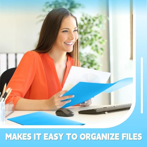 Henoyso 60 Pack Plastic Folders with Clear Front Pockets Bulk Heavy Duty File Folders with 2 Pockets and Card Slot for Student Teacher Back to School Supplies Office Presentation (Sky Blue) - color: Sky Blue