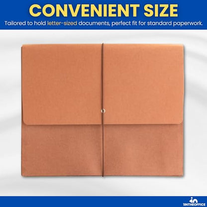 1InTheOffice Expanding File Folder with Flap and Cord Closure, 5-1/4" Expansion, Letter Size, Wallet Redrope, 3 Pack