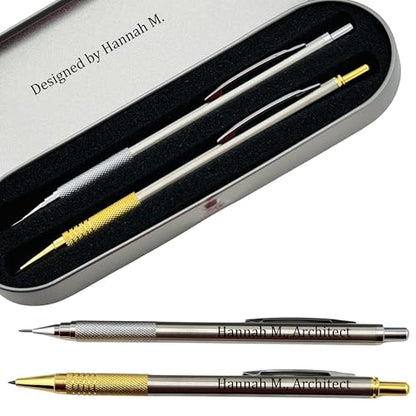 Custom Engraved Mechanical Pencil Set – Personalized 0.7mm & 2.0mm Refillable Drafting Tools – Gift for Architects, Engineers, Students, Designers, Graduation (Pencils Set Engraved) - style: Pencils Set Engraved