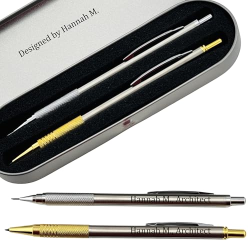 Custom Engraved Mechanical Pencil Set – Personalized 0.7mm & 2.0mm Refillable Drafting Tools – Gift for Architects, Engineers, Students, Designers, Graduation (Pencils Set Engraved) - style: Pencils Set Engraved