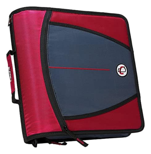 Case-it Mighty Zip Tab School Zipper Binder | 3-Inch O-Rings, 600-Sheet Capacity, 5-Subject Expanding File Folder, Multiple Pockets & Storage Organizer, Shoulder Strap | D-146 Red - color: Red, size: 1 Pack