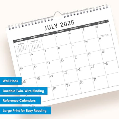 Blue Sky 2026-2027 18 Month Large Print Monthly Academic Year Wall Calendar, July 2026 - December 2027, 11" x 8.75", Durable Twin Wire Binding, Perfect For Home, Office And Classroom, Silver