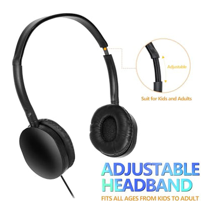 Kids Headphones Bulk 30 Pack for School Students Children | Wholesale Wired Headphones for Classroom,Group Learning, Computer Lab, Library, Online Lesson and Testing 3.5mm Jack (Black) - color: H003 Black Headphones