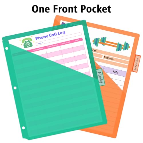 12 Count Binder Dividers with Front Pocket – Dividers for 3 Ring Binder, Plastic Rainbow Colorful Notebook Subject Folders Dividers with Tabs & Insertable Pockets for School, Office, Home Organization