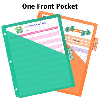 12 Count Binder Dividers with Front Pocket – Dividers for 3 Ring Binder, Plastic Rainbow Colorful Notebook Subject Folders Dividers with Tabs & Insertable Pockets for School, Office, Home Organization