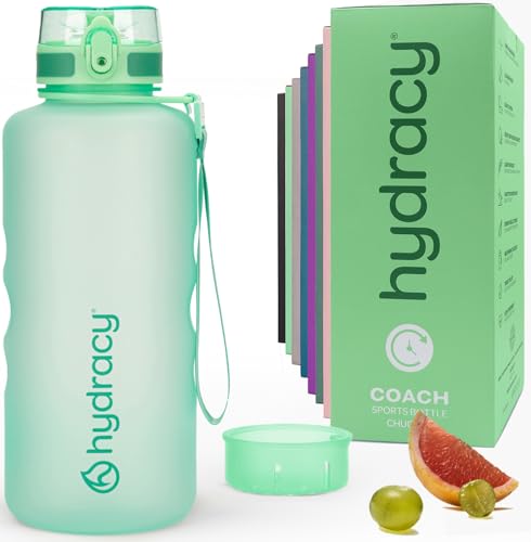 Hydracy 2L Large Water Bottle, 100% BPA Free Tritan Plastic, Leakproof, Zero Condensation, Motivational Timeline, Safe, Non-Toxic, Durable, Smart Design | Leak Proof Gym Bottle with times to drink and no sweat Sleeve - Ideal for Fitness Sports & Outdoors
