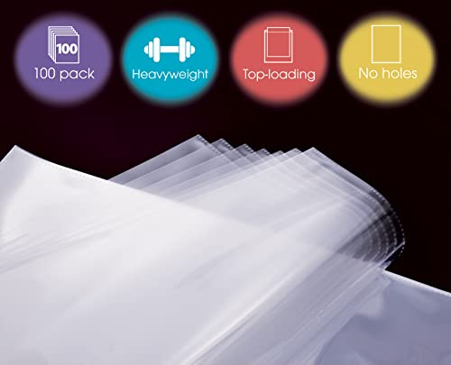 GOLD SEAL No Holes Sheet Protectors, Bulk Pack, Letter Size (8.5 x 11 Inch), Heavyweight Clear View Sheet Protectors, Top Loading, Document Protectors, Artwork Protectors,(100 Pack) - style: 100 Pack