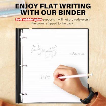 12 Pack Telescoping 3 Ring Binder 1 Inch, Flexible Thin Binder with Customized Front Cover, Holds 8.5x11 Paper, School Office Supplies, White - color: White, size: 1 Inch, style: with Customized Cover - 12PCS