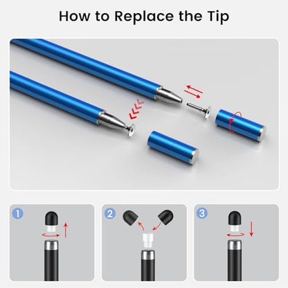 MEKO 4 Pack Stylus Pens for Touchscreens, 2-in-1 High Sensitivity&Precision Capacitive Stylus Pens for iPad iPhone Android Smartphone Tablets All Touchscreen Devices(4 Stylus + 12 Tips) | 4 Pack, 2-in-1 High Sensitivity, Capacitive Stylus Pens for iPad iP