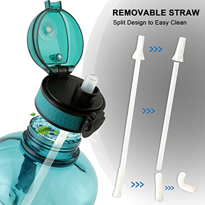 GEMFUL 3 Pack 3 Liter Water Bottle with Straw 101oz Water Bottle With Time Marker Leakproof BPA Free Water Jug