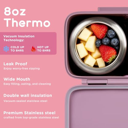 JXXM Lunch Box for Kids With 8oz Soup Thermo, Leak-proof Lunch Container with 2 Compartments, Thermo Food Jar Food Containers for Back to School Girls Boys (Purple Mermaid) - color: Purple Mermaid