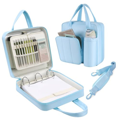 Upgraded Zipper Binder | 3-Inch & 2-Inch O-Rings, 600 Sheet Capacity Trapper Keeper with 13 Inch Laptop Sleeve & Water Bottle Holder, Binder Bag with Multi-Pockets & Shoulder Strap (Blue) - color: Blue