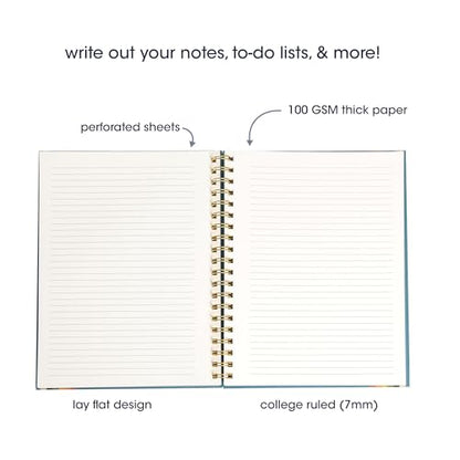 Pearhead Retro Stripe Spiral Notebook, Color Block Hardcover – 100 GSM Thick Lined Pages, Lay Flat Gold Double-Coil Binding, Tear-Away Perforations, Bold 70s Aesthetic Stationery Gift, 8x10.5 - color: Retro Stripes Spiral Notebook
