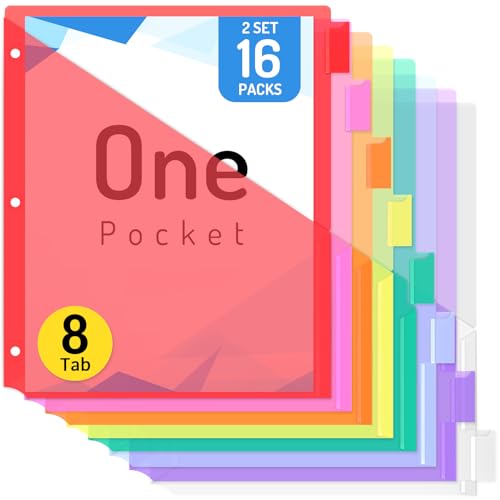 Forvencer 16 Count Dividers for 3 Ring Binder, Binder Dividers with Pocket for US Letter Size, Binder Dividers with Tabs for School Office and Home Organization, Multicolor, 2 Sets - color: Red, size: 2 Sets