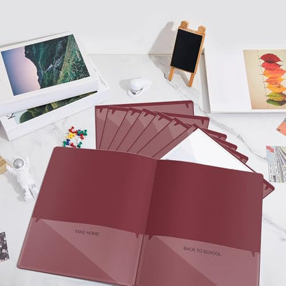 Henoyso 100 Pcs Folders Take Home Heavy Duty 2 Pocket Homework Folder for Students Parent Teacher Communication, 11.8 x 9.45 Inch(Dark Red) - color: Dark Red