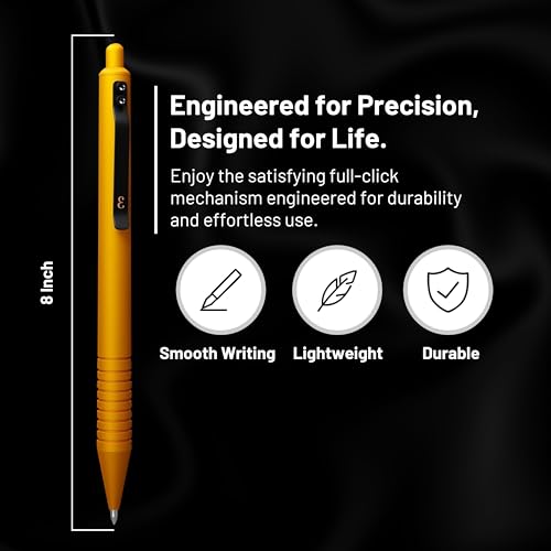 Everyman Amber Grafton Super Matte Full Click Refillable Gel Pen | Durable EDC Writing Tool with Deep Grip | Smooth 0.7mm Ink Flow for Daily Use, Notes, Journaling, and Office Essentials - color: Amber, style: Full Click